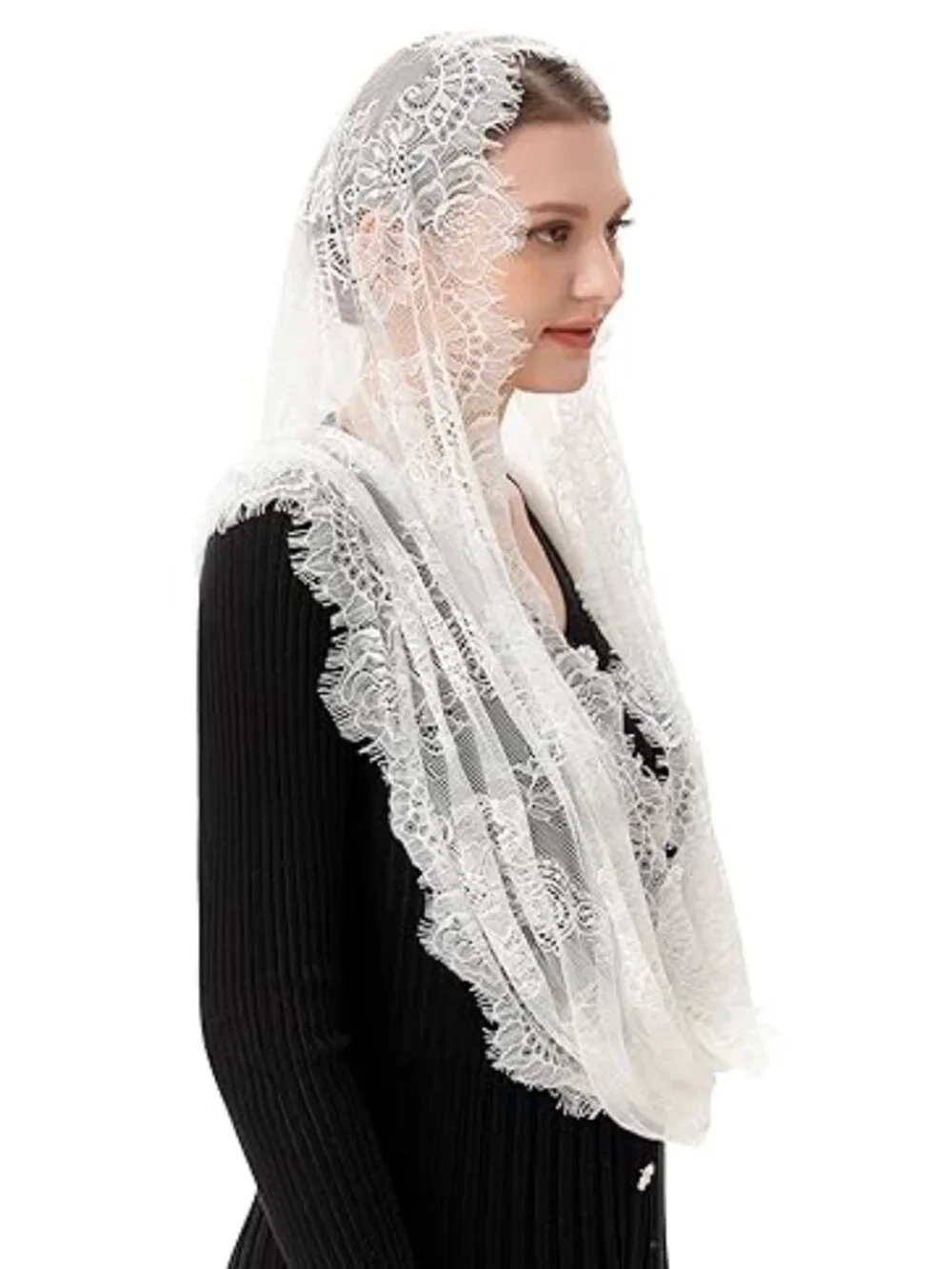 Chantilly Lace Infinity Mantilla Veil for Mass or Bridal